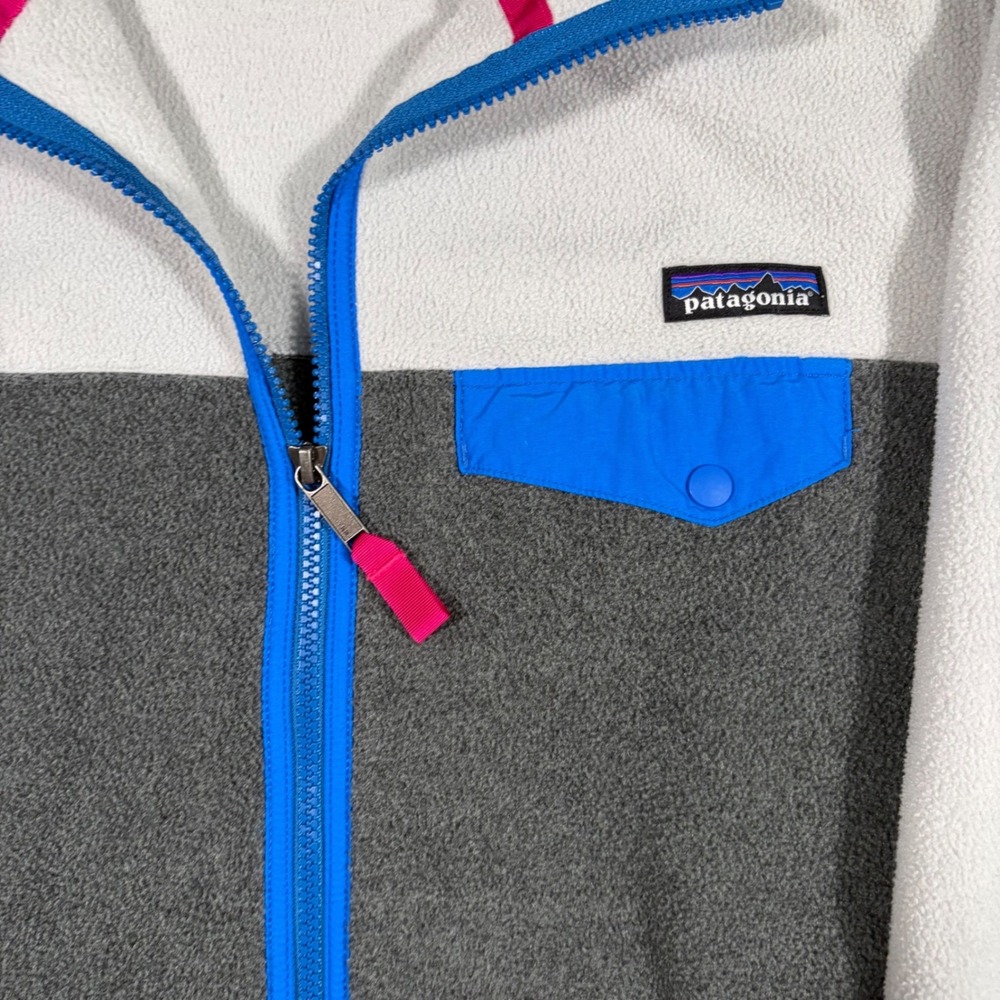 Patagonia Synchilla Fleece Full Zip Jacket Grey White Blue Pink Womens Large - Picture 3 of 6